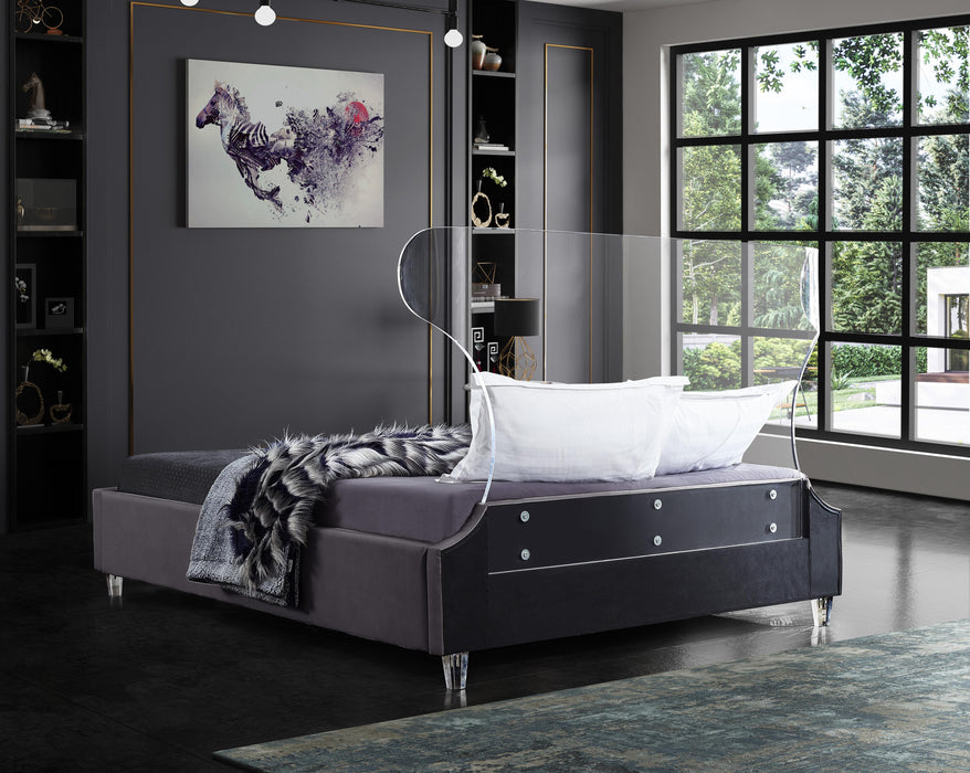 Ghost Grey Velvet Full Bed