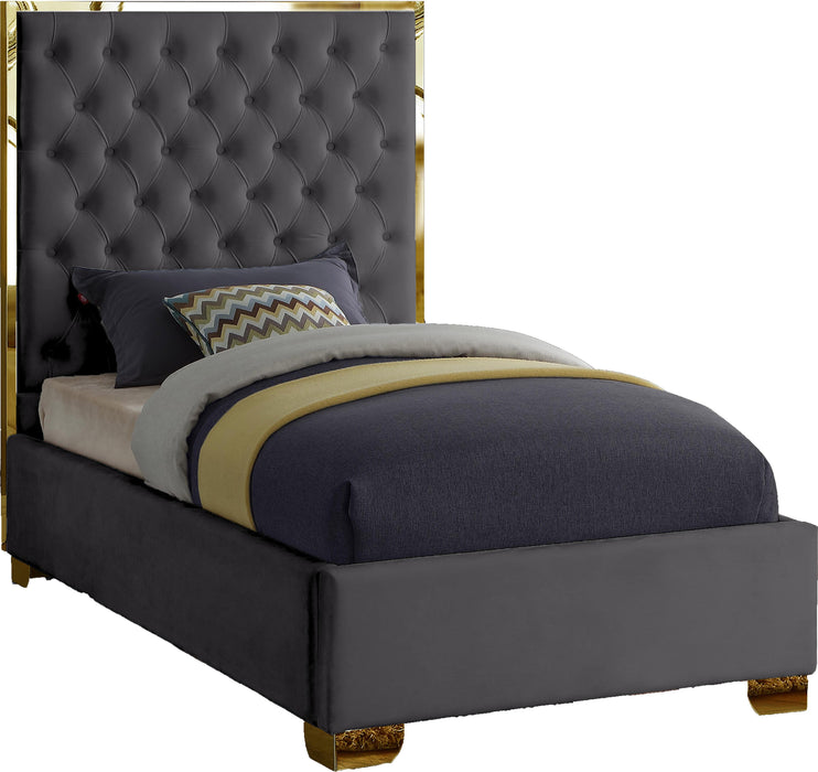 Lana Grey Velvet Twin Bed image