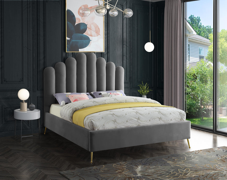 Lily Grey Velvet Full Bed