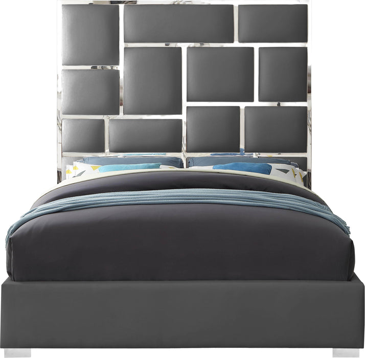 Milan Grey Faux Leather King Bed