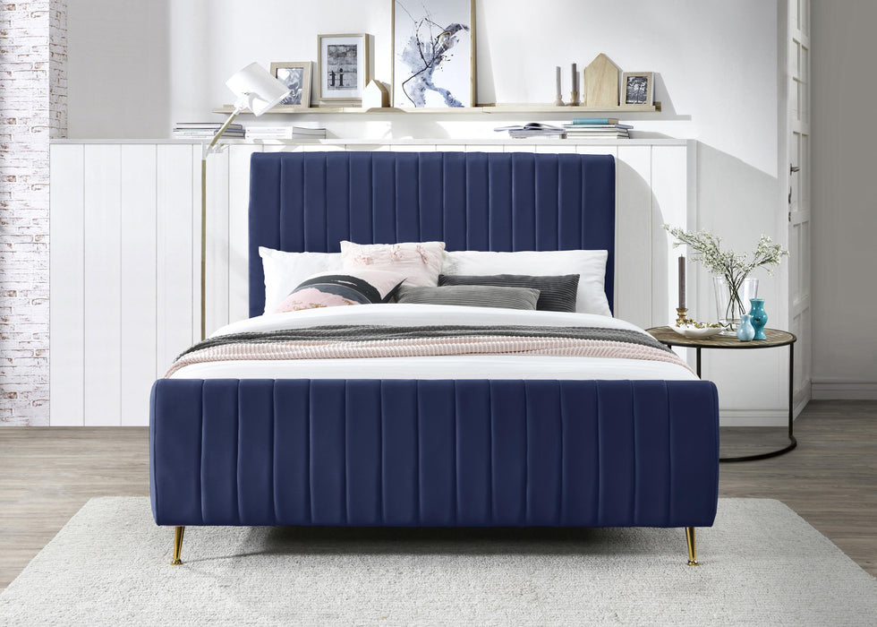 Zara Navy Velvet Full Bed (3 Boxes)